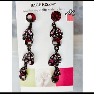 Long red earrings with crystals NEW